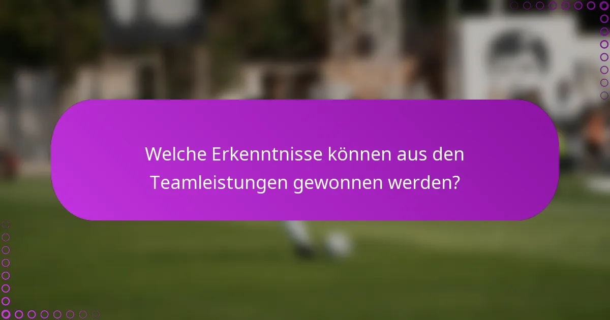 Welche Erkenntnisse können aus den Teamleistungen gewonnen werden?